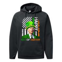 Happy 4th Of Easter Joe Biden St Patricks Day Leprechaun American Flag Performance Fleece Hoodie