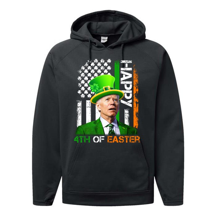 Happy 4th Of Easter Joe Biden St Patricks Day Leprechaun American Flag Performance Fleece Hoodie