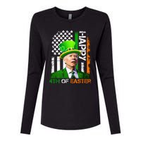 Happy 4th Of Easter Joe Biden St Patricks Day Leprechaun American Flag Womens Cotton Relaxed Long Sleeve T-Shirt