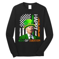 Happy 4th Of Easter Joe Biden St Patricks Day Leprechaun American Flag Long Sleeve Shirt