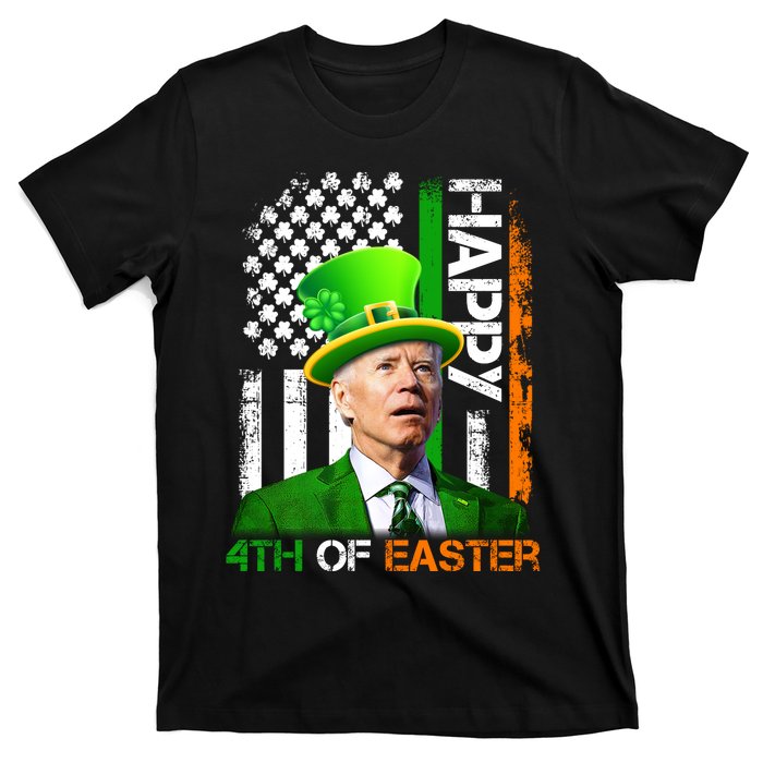 Happy 4th Of Easter Joe Biden St Patricks Day Leprechaun American Flag T-Shirt