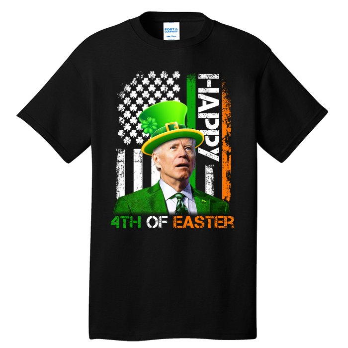 Happy 4th Of Easter Joe Biden St Patricks Day Leprechaun American Flag Tall T-Shirt