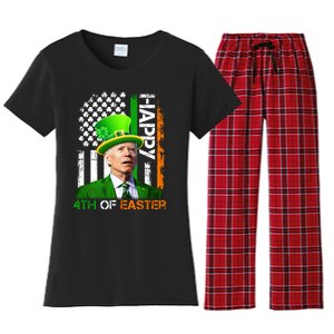 Happy 4th Of Easter Joe Biden St Patricks Day Leprechaun American Flag Women's Flannel Pajama Set