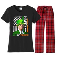 Happy 4th Of Easter Joe Biden St Patricks Day Leprechaun American Flag Women's Flannel Pajama Set