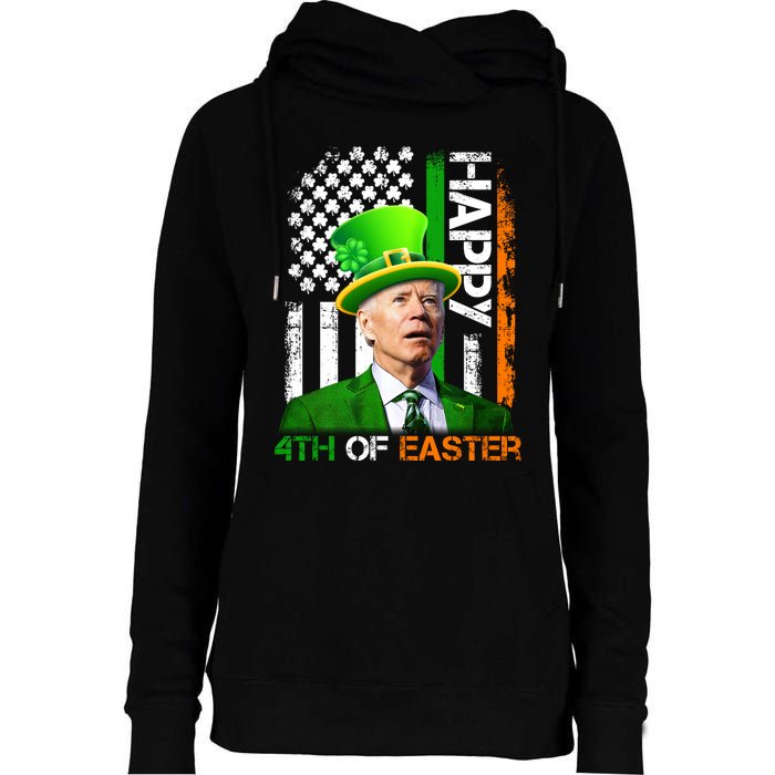 Happy 4th Of Easter Joe Biden St Patricks Day Leprechaun American Flag Womens Funnel Neck Pullover Hood