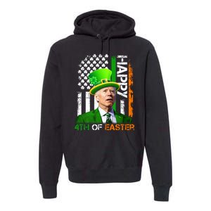 Happy 4th Of Easter Joe Biden St Patricks Day Leprechaun American Flag Premium Hoodie