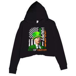 Happy 4th Of Easter Joe Biden St Patricks Day Leprechaun American Flag Crop Fleece Hoodie