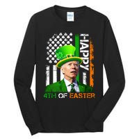 Happy 4th Of Easter Joe Biden St Patricks Day Leprechaun American Flag Tall Long Sleeve T-Shirt