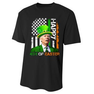 Happy 4th Of Easter Joe Biden St Patricks Day Leprechaun American Flag Performance Sprint T-Shirt