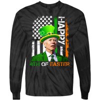 Happy 4th Of Easter Joe Biden St Patricks Day Leprechaun American Flag Tie-Dye Long Sleeve Shirt