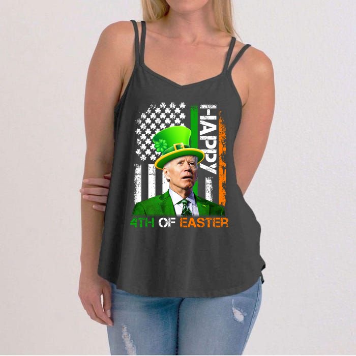 Happy 4th Of Easter Joe Biden St Patricks Day Leprechaun American Flag Women's Strappy Tank