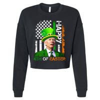 Happy 4th Of Easter Joe Biden St Patricks Day Leprechaun American Flag Cropped Pullover Crew