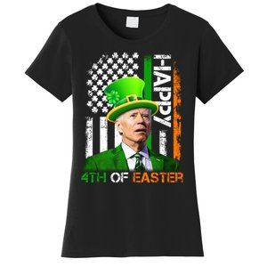 Happy 4th Of Easter Joe Biden St Patricks Day Leprechaun American Flag Women's T-Shirt