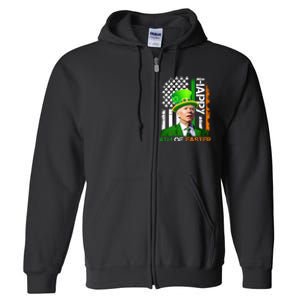 Happy 4th Of Easter Joe Biden St Patricks Day Leprechaun American Flag Full Zip Hoodie