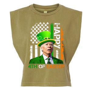 Happy 4th Of Easter Joe Biden St Patricks Day Leprechaun American Flag Garment-Dyed Women's Muscle Tee