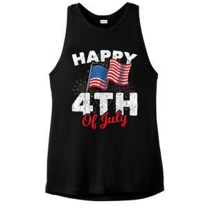 Happy 4th Of July Patriotic American US Flag 4th Of July Ladies PosiCharge Tri-Blend Wicking Tank