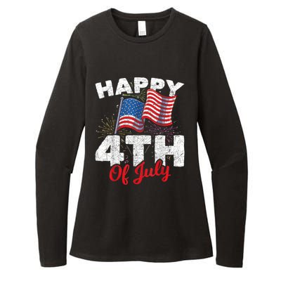 Happy 4th Of July Patriotic American US Flag 4th Of July Womens CVC Long Sleeve Shirt