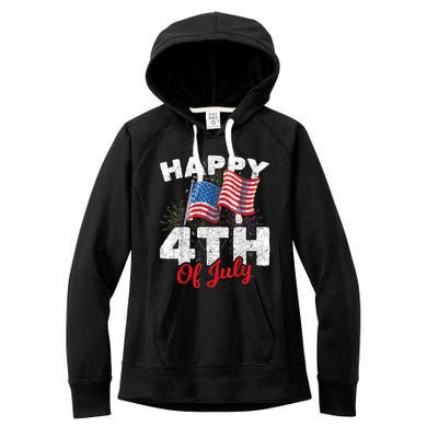 Happy 4th Of July Patriotic American US Flag 4th Of July Women's Fleece Hoodie