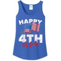 Happy 4th Of July Patriotic American US Flag 4th Of July Ladies Essential Tank