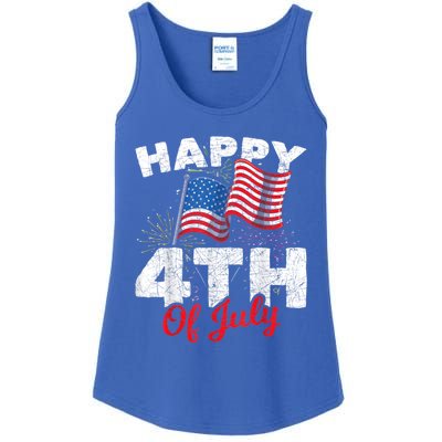 Happy 4th Of July Patriotic American US Flag 4th Of July Ladies Essential Tank