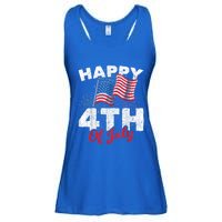 Happy 4th Of July Patriotic American US Flag 4th Of July Ladies Essential Flowy Tank