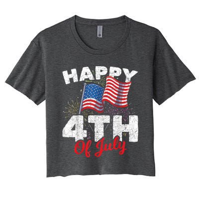 Happy 4th Of July Patriotic American US Flag 4th Of July Women's Crop Top Tee