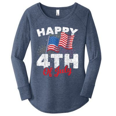 Happy 4th Of July Patriotic American US Flag 4th Of July Women's Perfect Tri Tunic Long Sleeve Shirt