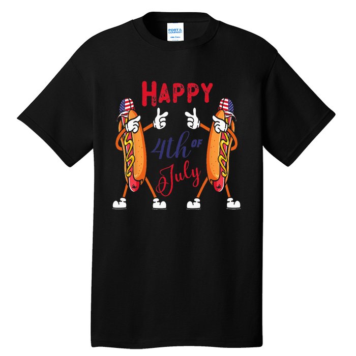 Happy 4th Of July Dabbing Hotdog Tall T-Shirt