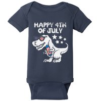 Happy 4th Of July Boy Trex Dinosaur American Dino Baby Bodysuit