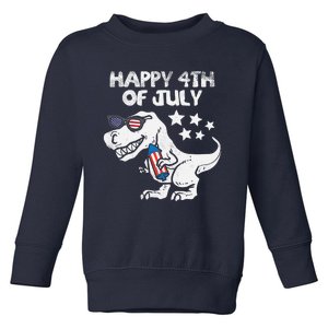 Happy 4th Of July Boy Trex Dinosaur American Dino Toddler Sweatshirt