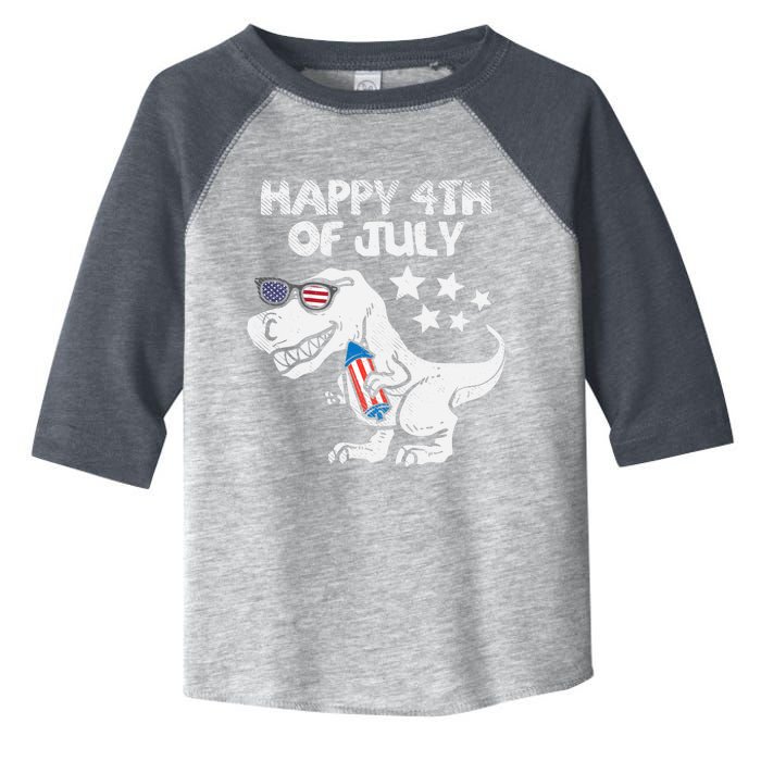 Happy 4th Of July Boy Trex Dinosaur American Dino Toddler Fine Jersey T-Shirt