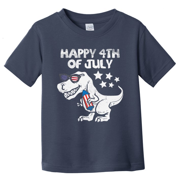 Happy 4th Of July Boy Trex Dinosaur American Dino Toddler T-Shirt