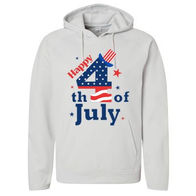 Happy 4th Of July Patriotic American Us Flag Performance Fleece Hoodie