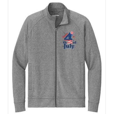 Happy 4th Of July Patriotic American Us Flag Stretch Full-Zip Cadet Jacket