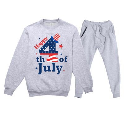 Happy 4th Of July Patriotic American Us Flag Premium Crewneck Sweatsuit Set