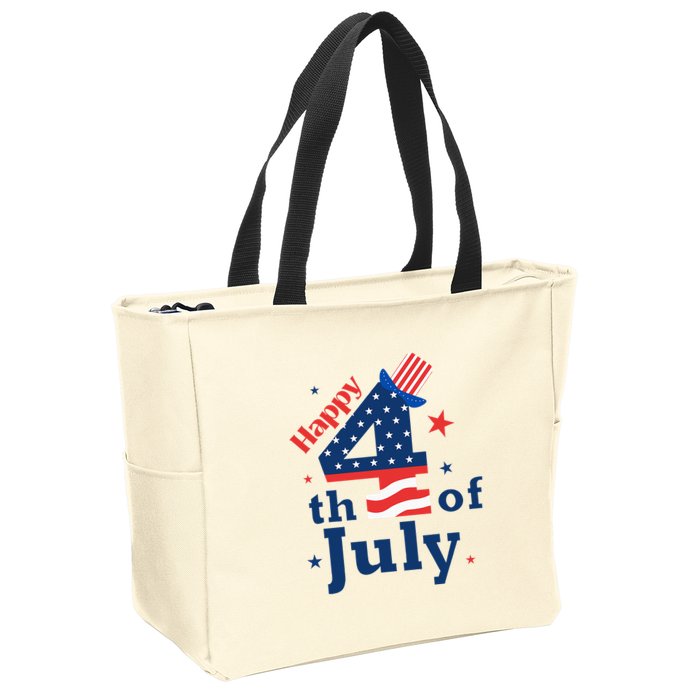 Happy 4th Of July Patriotic American Us Flag Zip Tote Bag