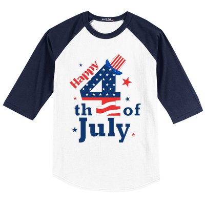 Happy 4th Of July Patriotic American Us Flag Baseball Sleeve Shirt