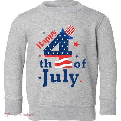 Happy 4th Of July Patriotic American Us Flag Toddler Sweatshirt