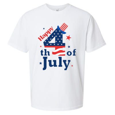 Happy 4th Of July Patriotic American Us Flag Sueded Cloud Jersey T-Shirt