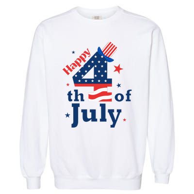 Happy 4th Of July Patriotic American Us Flag Garment-Dyed Sweatshirt