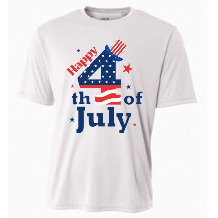 Happy 4th Of July Patriotic American Us Flag Cooling Performance Crew T-Shirt