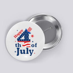 Happy 4th Of July Patriotic American Us Flag Button