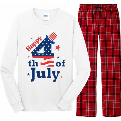 Happy 4th Of July Patriotic American Us Flag Long Sleeve Pajama Set