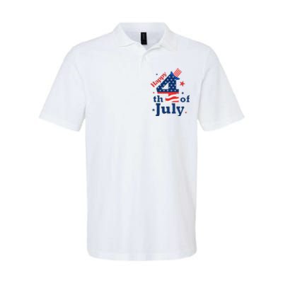 Happy 4th Of July Patriotic American Us Flag Softstyle Adult Sport Polo