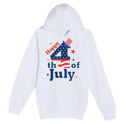 Happy 4th Of July Patriotic American Us Flag Premium Pullover Hoodie