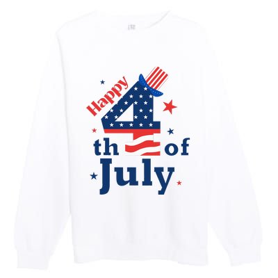 Happy 4th Of July Patriotic American Us Flag Premium Crewneck Sweatshirt