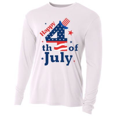 Happy 4th Of July Patriotic American Us Flag Cooling Performance Long Sleeve Crew