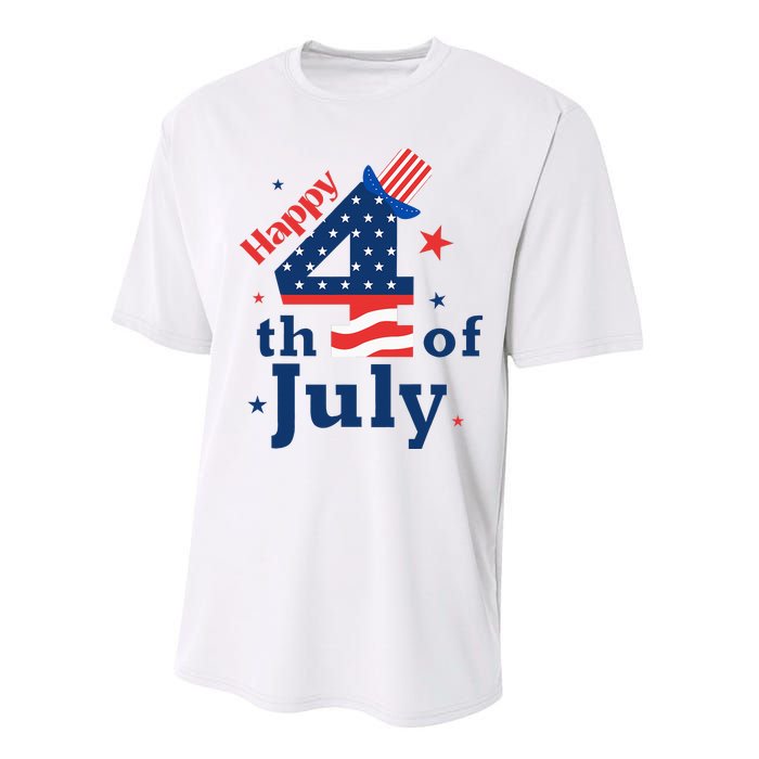 Happy 4th Of July Patriotic American Us Flag Performance Sprint T-Shirt