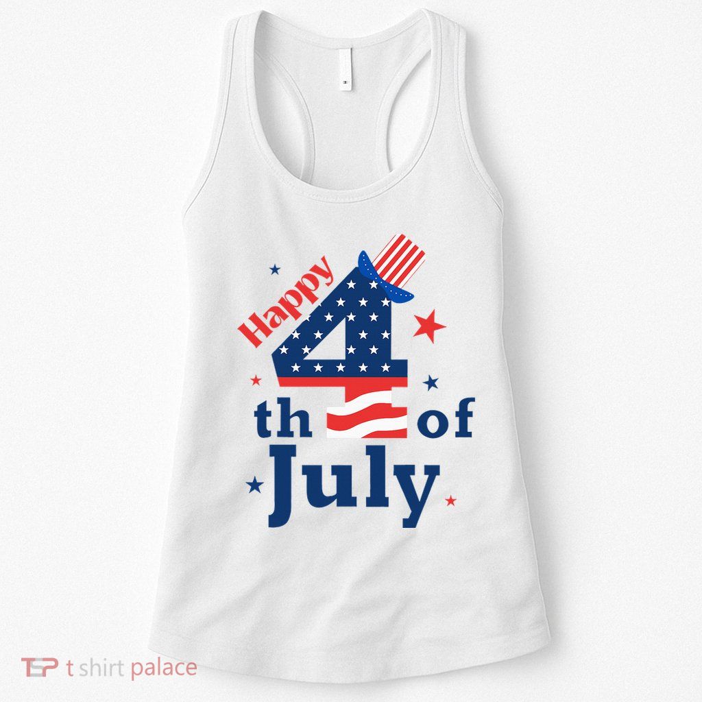 Happy 4th Of July Patriotic American Us Flag Womens Tank Top