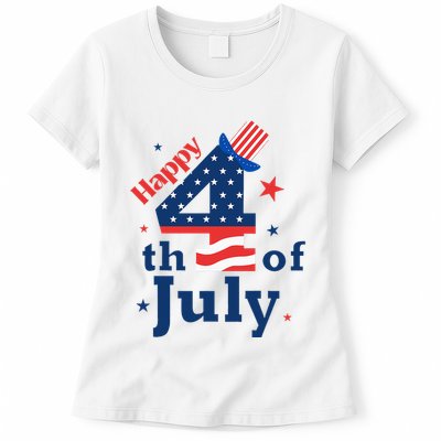 Happy 4th Of July Patriotic American Us Flag Womens T-Shirt